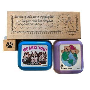 Wooden & Rubber Stamps Set Educational Insights Dog Paw Teddy Themes Crafting Fu